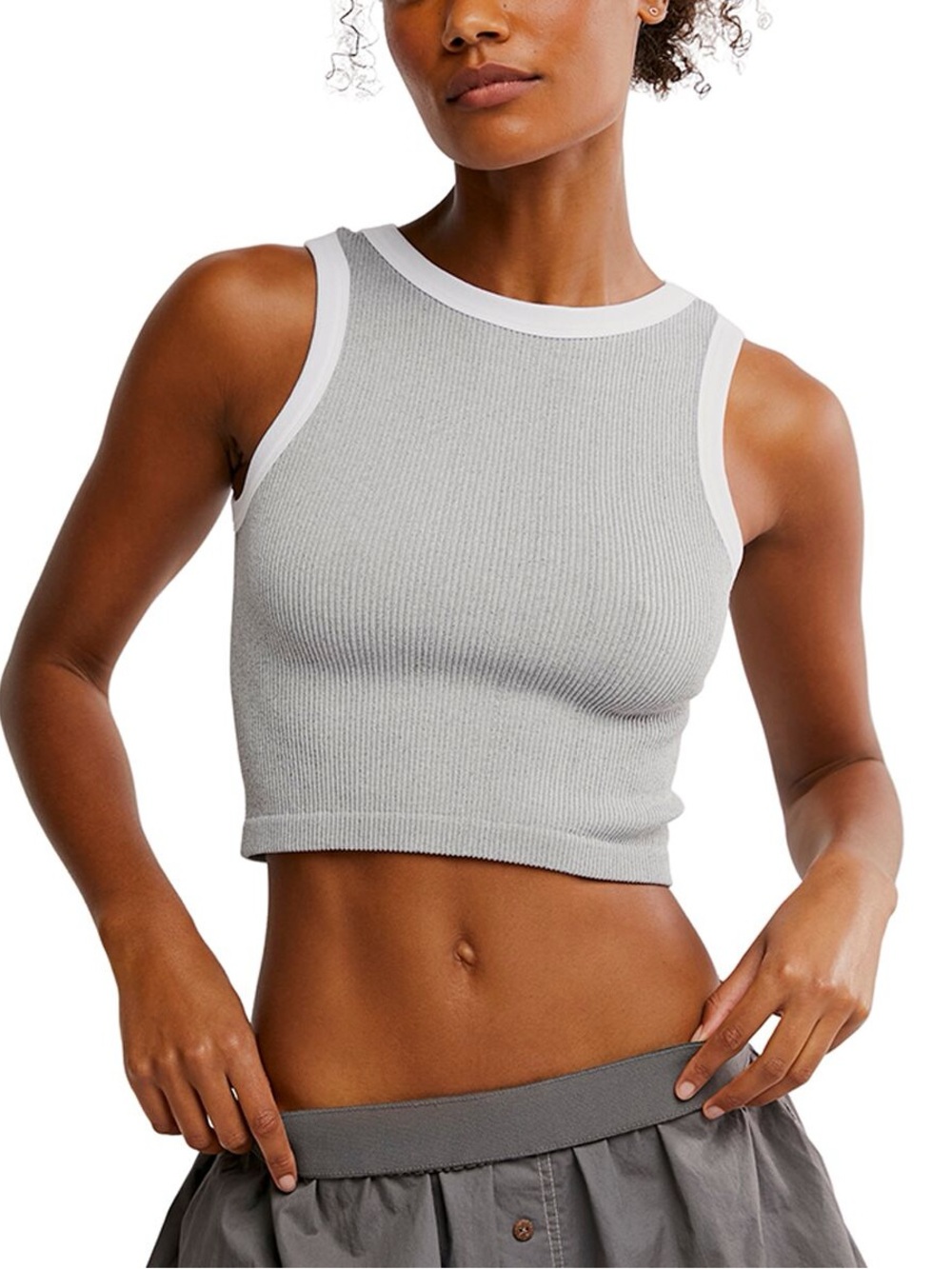Free People Intimately Make it Happen Tank Top Gray Medium